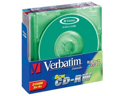 CD-RW Verbatim 210MB 8cm. colores Pack 5